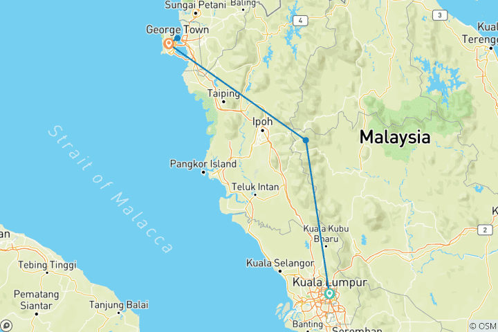 Karte von Von Kuala Lumpur nach Penang
