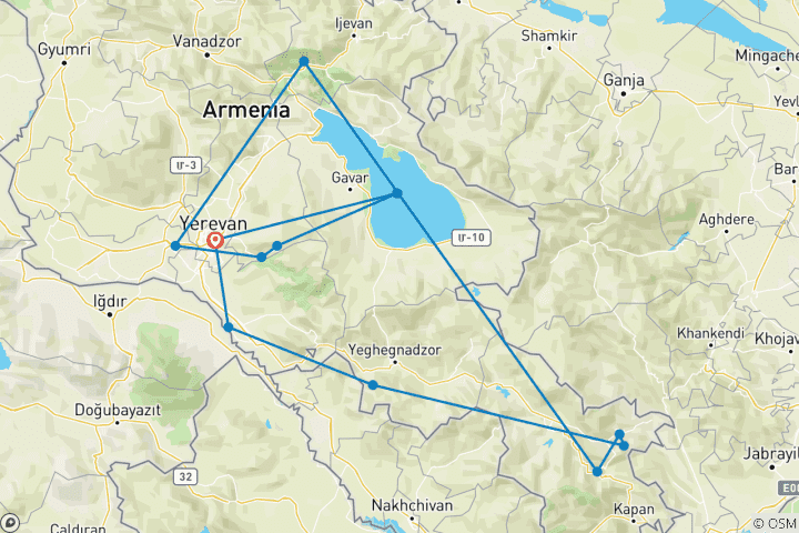 Carte du circuit Circuit d'aventure pour femmes en Arménie - 8 jours / 7 nuits 2026 / MIN 4 PAX