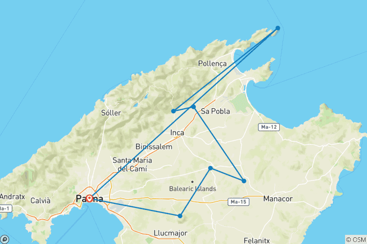 Map of Mallorca: Mediterranean Island Idyll (on E-bikes) guided cycling tour