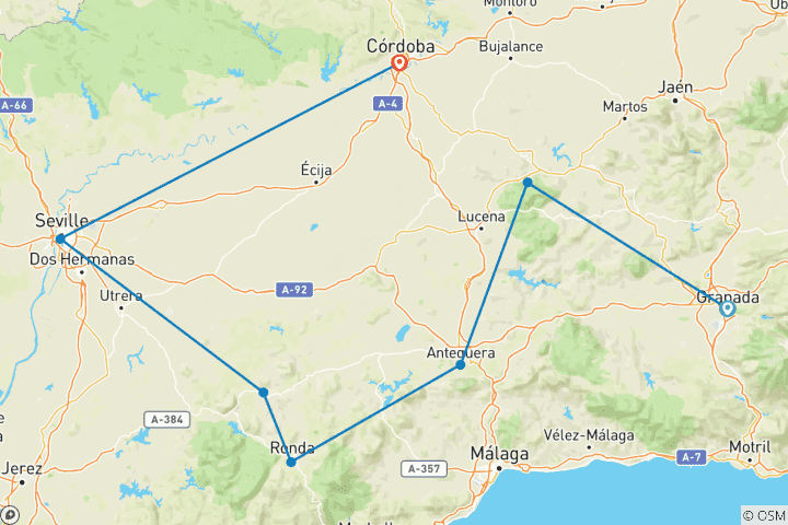 Carte du circuit Andalousie | Espagne | Cyclotourisme guidé