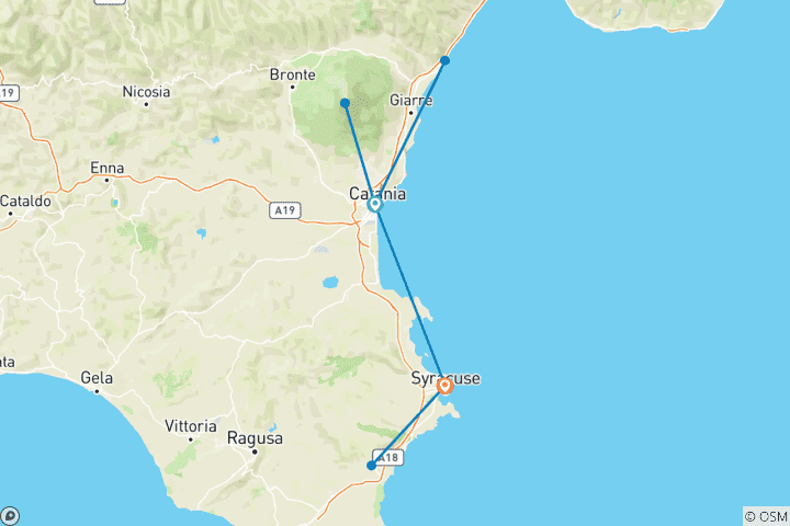 Carte du circuit Sicile | Italie | Voyage à vélo guidé