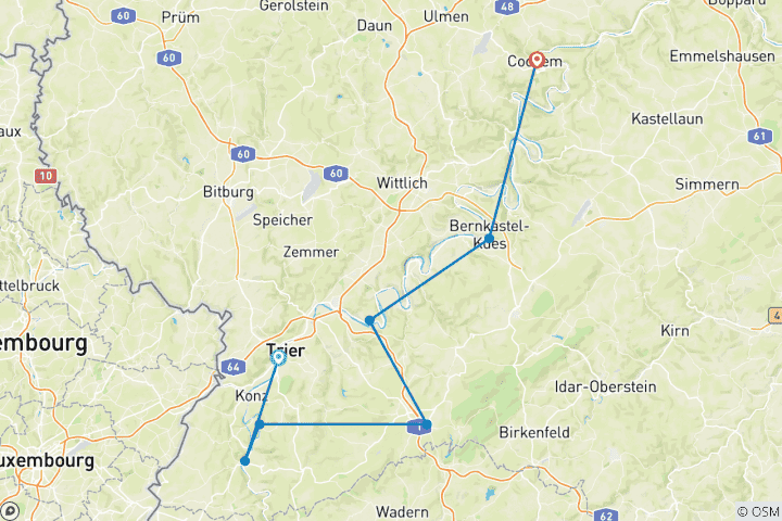 Karte von Mosel, Saar und Ruwer | Geführte Radreise