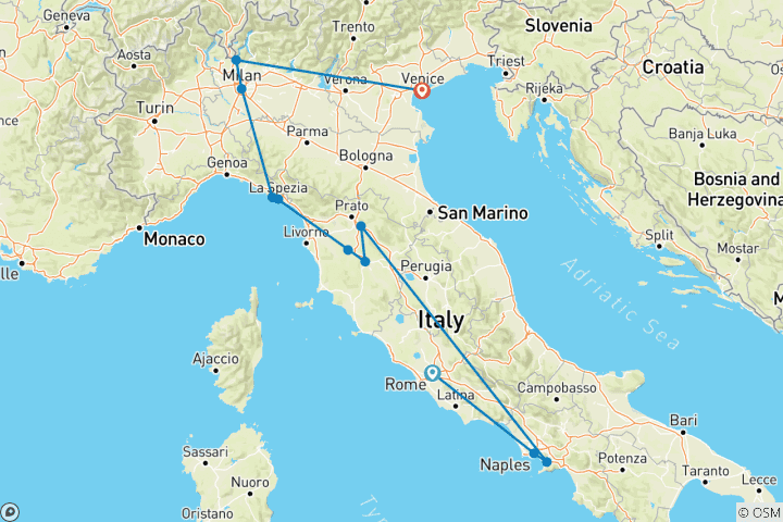 Carte du circuit L'Italie absolue 4 étoiles