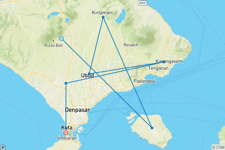 Karte von Bali Entdeckungsreise in 6 Tagen - Deluxe privat geführte Rundreise