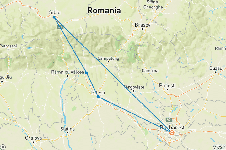 Karte von 2 Tage privat geführte Rundreise Transfagarasan Straße & Sibiu (Juni - Oktober) ab Bukarest