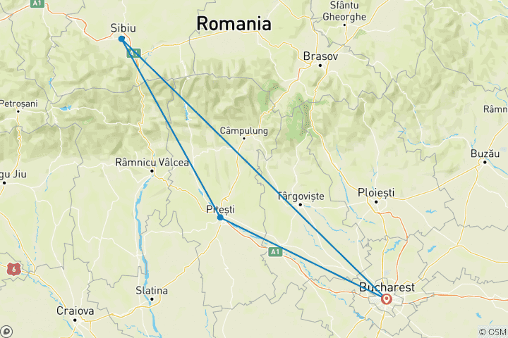 Carte du circuit Excursion d'une journée à Sibiu depuis Bucarest - 12h - Visite privée