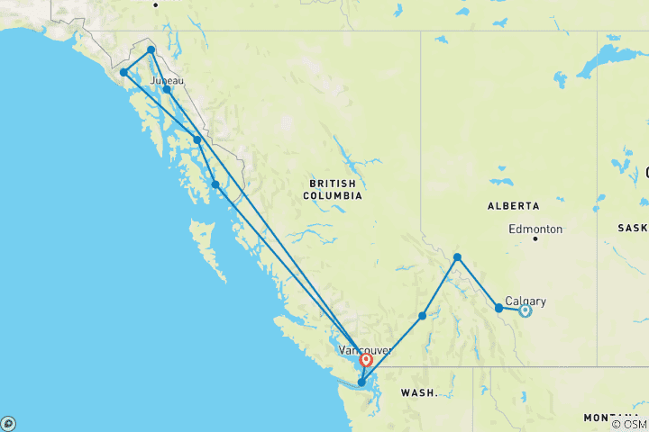 Karte von Wunder der Kanadischen Rocky Mountains (17 Tage)