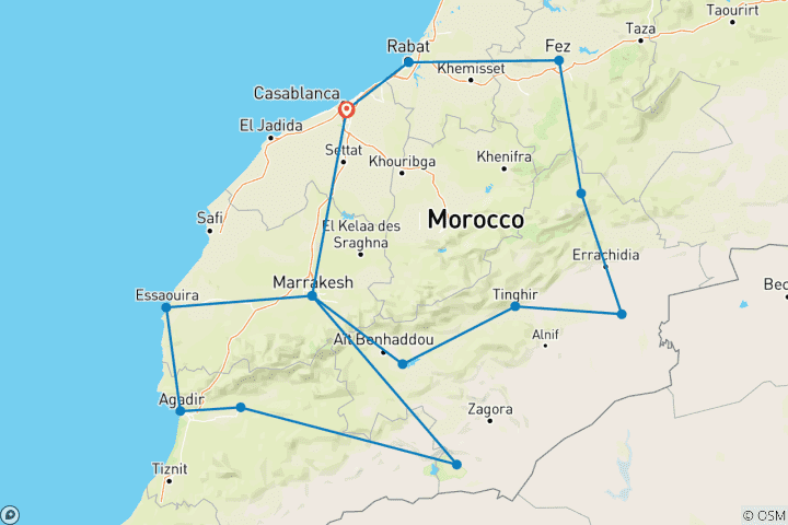 Kaart van Ultiem Marokko (4* hotels)