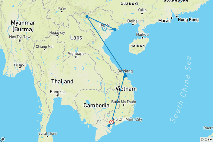 Carte du circuit Les incontournables du Vietnam - 14 jours