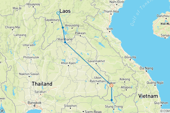 Mapa de El Encanto de Laos en 10 Días - Tour Privado