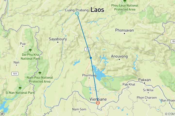 Map of Highlights of Laos In 6 Days - Private Tour