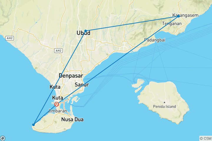 Carte du circuit Bali Bliss : 5 jours d'escapade sur l'île - Circuit privé
