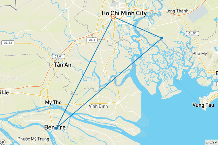 Carte du circuit Visite de Saigon en petit groupe - 4 jours/3 nuits<br />
