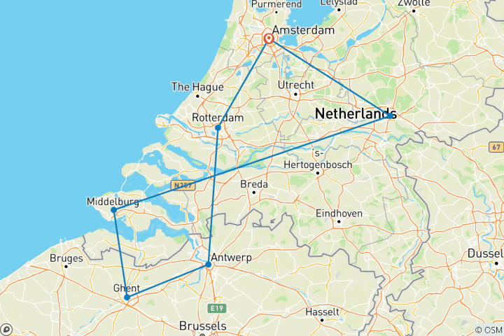 Carte du circuit Croisière des tulipes - AMADEUS Riva (Amsterdam - Amsterdam)