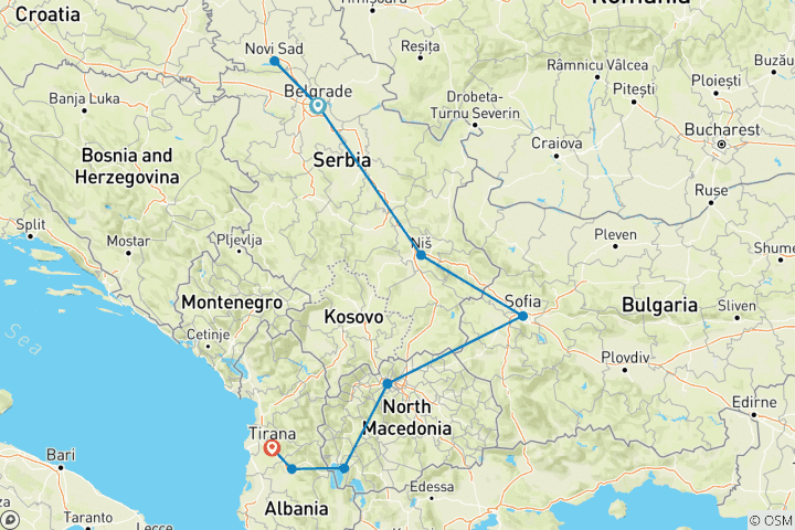 Map of Balkan Express: four countries in one week  - SMALL GROUP