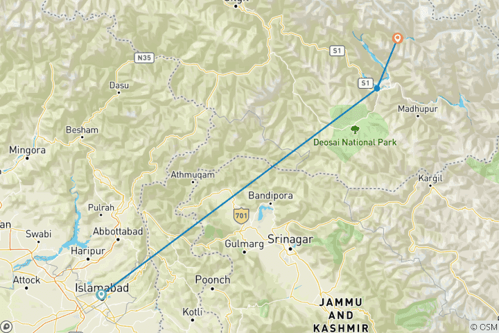 Carte du circuit Quatre camps de base à 8 000 m dans la chaîne du Karakoram au Pakistan - Karakoram Trek Pakistan 2023- 24