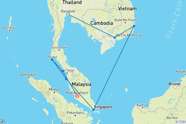 Map of Southeast Asia Immersion Singles Cruise