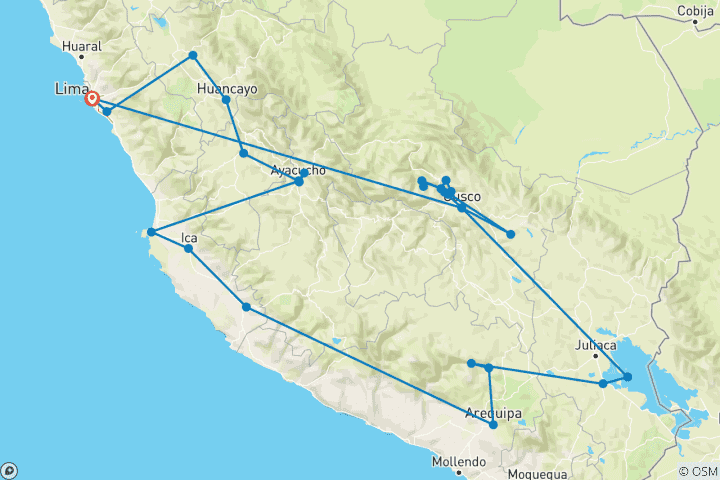 Mapa de Perú y los Andes sagrados