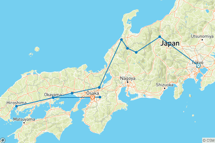 Map of 14 Days Japan Panoramic