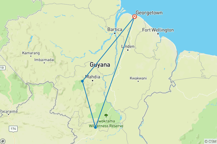Map of Tailor-Made Private Guyana Tour with Daily Departure