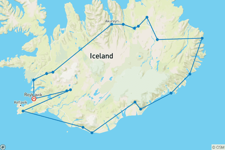 Map of Icelandic Explorer - 10 days/9 nights