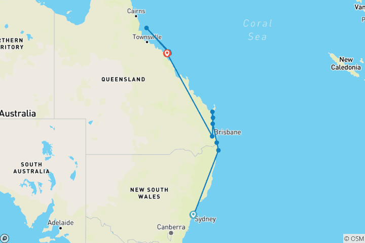 Carte du circuit Epic Côte Est (including Surfers Paradise)