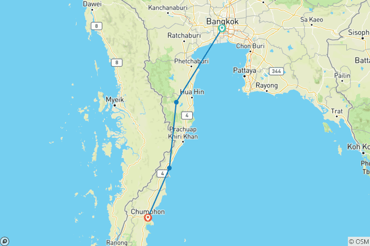 Carte du circuit Thaïlande - Circuit cycliste autoguidé