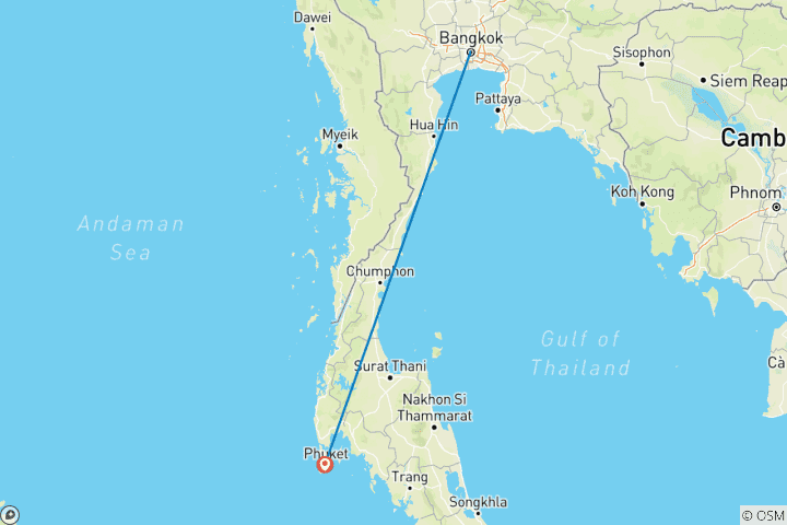 Mapa de Tailandia esencial: aventura en Bangkok y Phuket en 7 días - circuito privado