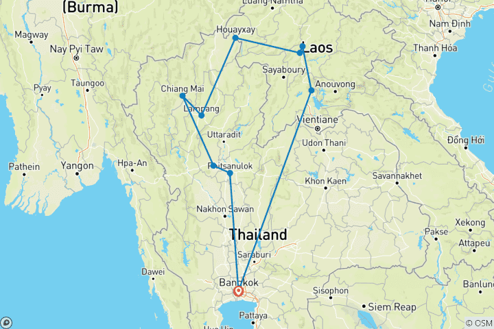 Map of Incredible Thailand and Laos by Train