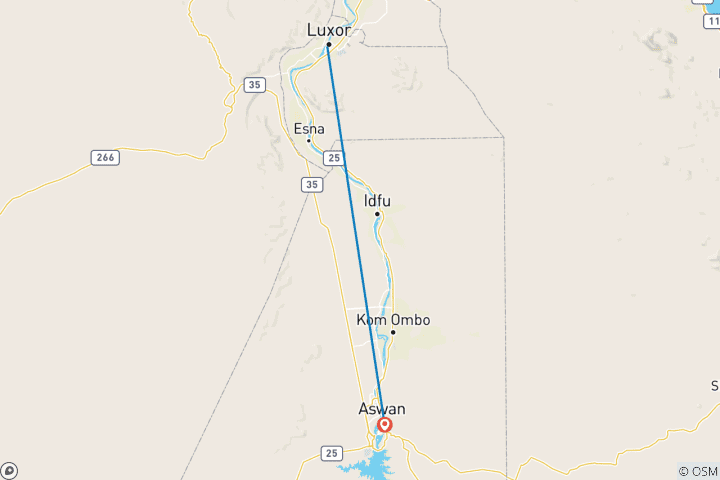 Carte du circuit Croisière sur le Nil de Louxor à Assouan 4 nuits/5 jours