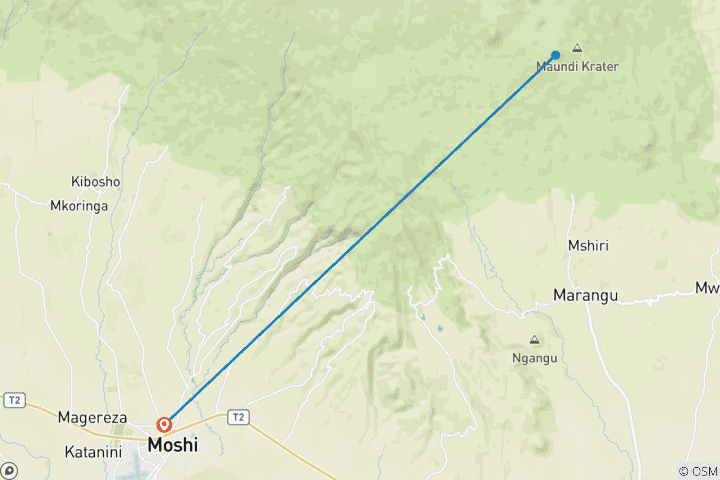 Mapa de Ruta Marangu - Escalar el Kilimanjaro - Excursión de un día