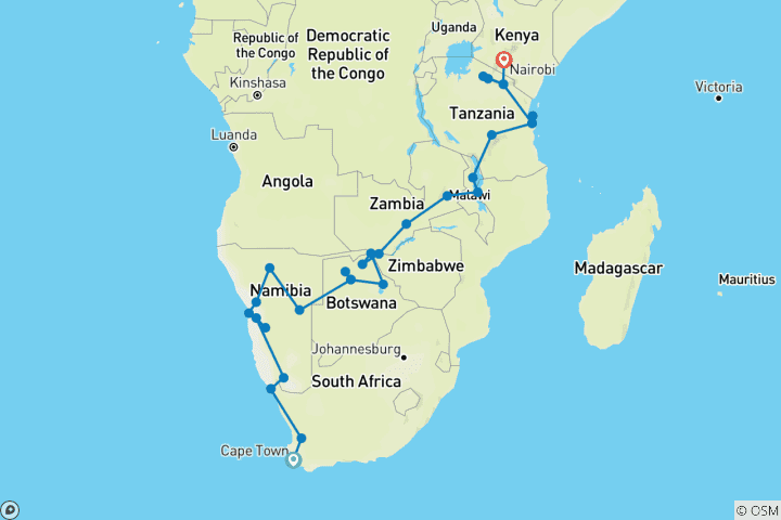 Map of The Big Overlander Northbound - 41 days