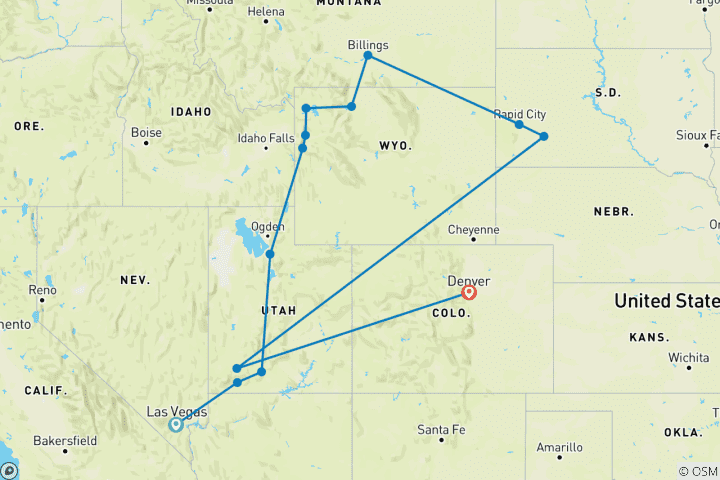 Map of Western Frontiers (End Denver, 10 Days)