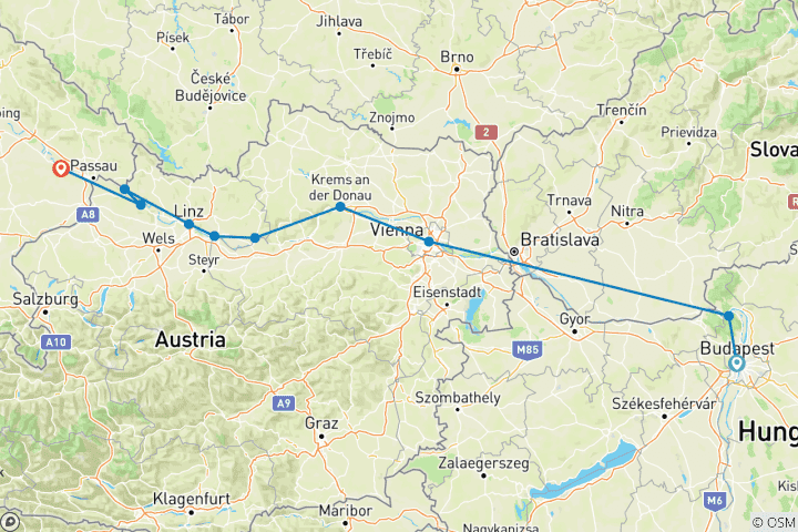Map of Active & Discovery on the Danube (Westbound) 2026