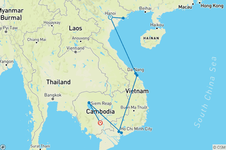 Map of Vietnam & Cambodia Highlights