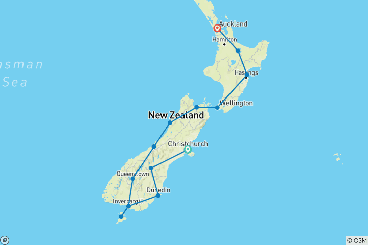 Map of Essence of New Zealand (2025/2026, 18 Days)