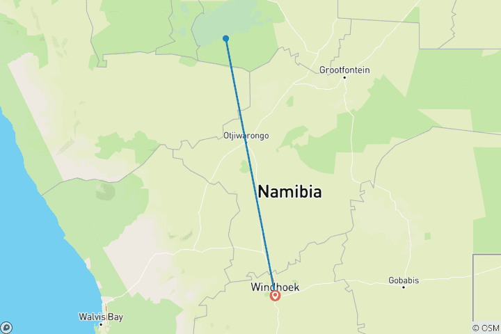 Map of 3 Days Etosha Wildlife Safari (Camping)