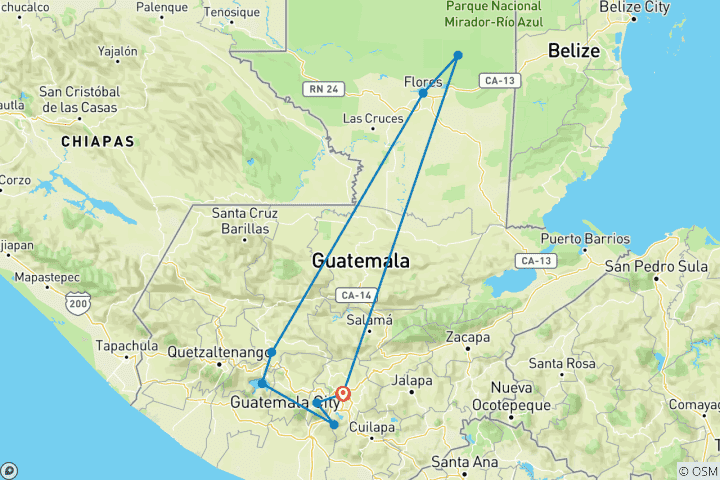 Map of Best of Guatemala 8 Days Tour (PRIVATE)