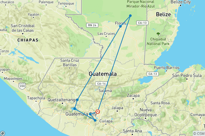 Map of Best of Guatemala 8 Days Tour (PRIVATE)