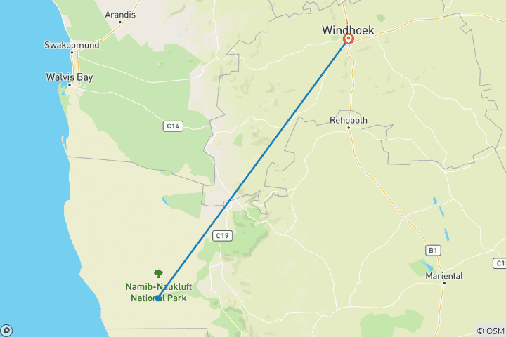 Map of 3 Days Sossusvlei Safari (Lodging)