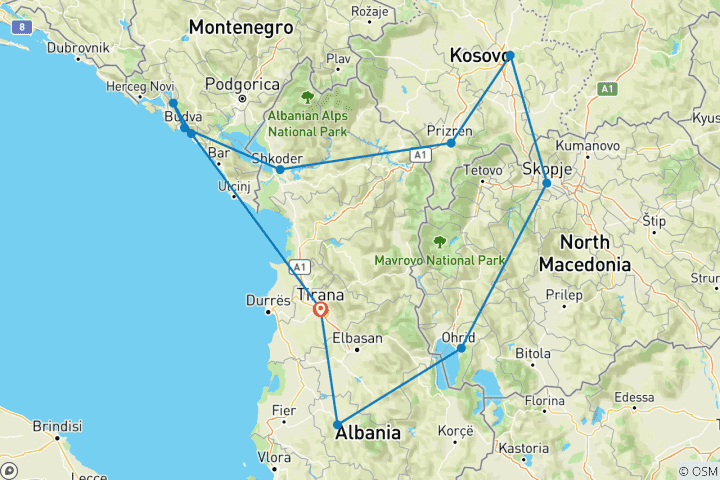 Map of Balkan Jewels (Intensive); Semi - Private Tour with Dedicated Tour Leader & Car