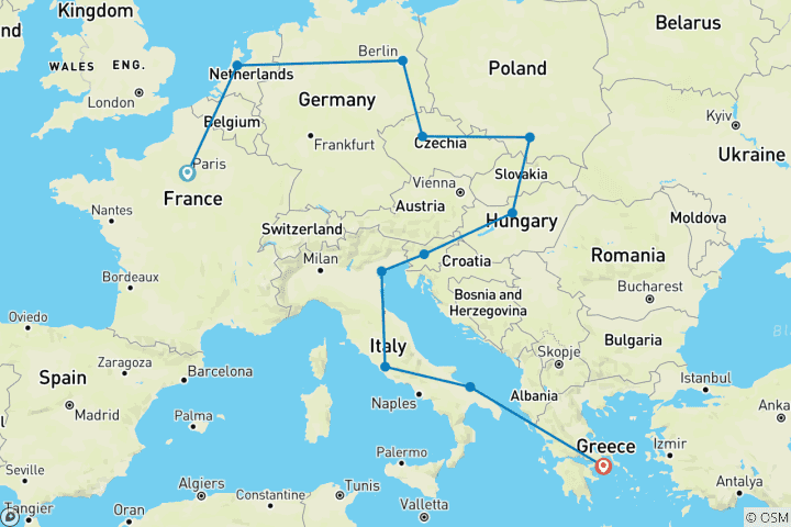 Carte du circuit Le voyage en Europe