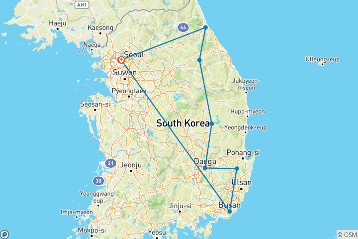 Map of 2025 Discover Eastern Korea in 4days:  A Wellness Holiday