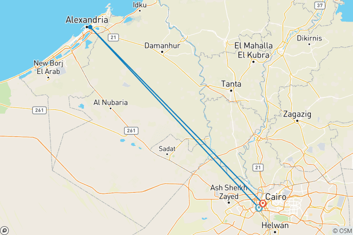 Karte von 3 Tage voller Wunderbares: Entdecken Sie Gizeh, Kairo & Alexandria