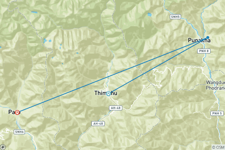 Map of Peaceful Tour 6 Nights 7 Days