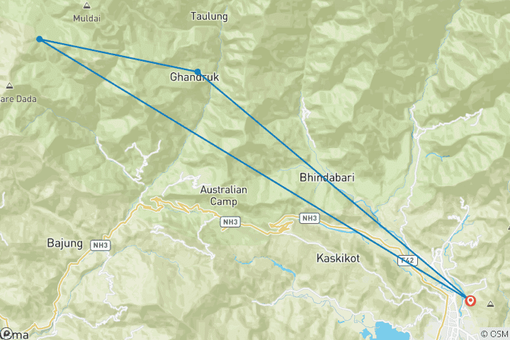 Karte von Khopra Danda Trekkingreise - 6 Tage