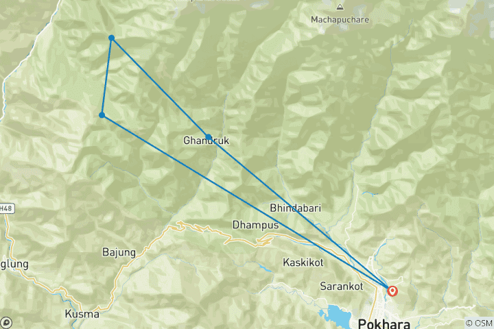 Karte von Khopra Danda Trek 7 Tage