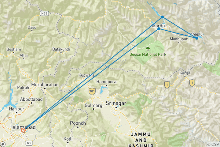 Map of Trek Pakistan's Karakoram Mountains