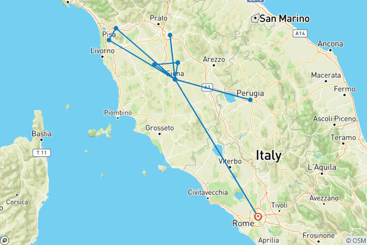 Map of Tuscan Escape (Winter, 7 Days)