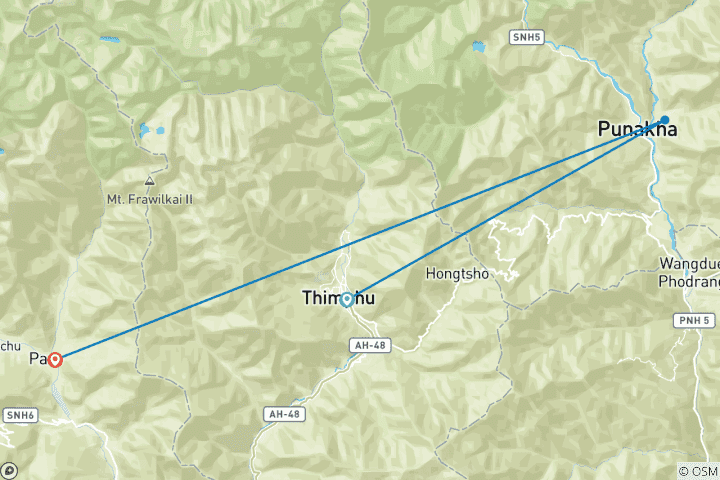 Kaart van Verkenningsreis door Bhutan - 5 dagen, 4 nachten